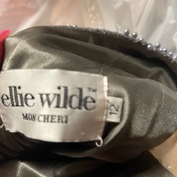 Ellie Wilde Long Silver Beaded Gown (Style: EW 1260006) - Picture 5 of 5